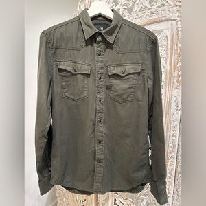 G-Star Raw Olive Green Jean Button-Up Shirt